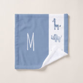 Boy's Blue Safari Tiermuster & Name Kids Badhandtuch Set (Waschlappen)