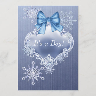 Boys Blue Snowflake Winter Wonderland Baby Dusche Einladung