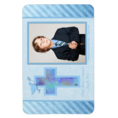 Boys Blue Strip 1. Heiliger Kommunion Foto Magnet (Vertikal)