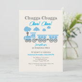 Boys Blue Train 2. Geburtstag Party Einladung (Stehend Vorderseite)