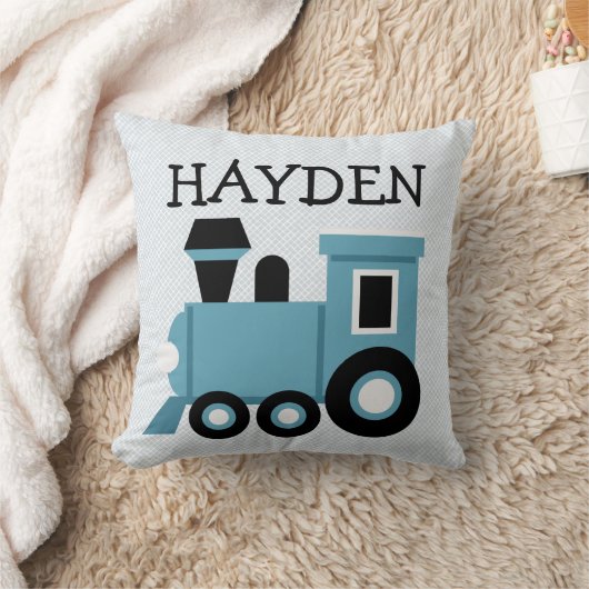 Boys Blue Train Pillow Kissen (Decke)