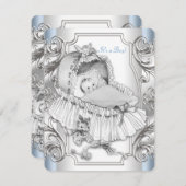 Boys Blue und Silver Baby Dusche Einladung (Vorne/Hinten)