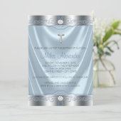 Boys Blue und Silver Baptisse Einladung (Stehend Vorderseite)