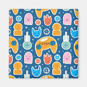 Boys Blue Video Game Controller Muster Magnet (Vorne)