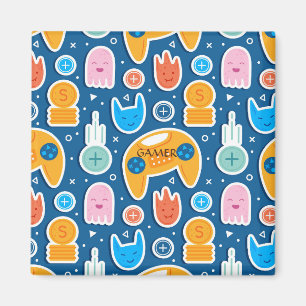 Boys Blue Video Game Controller Muster Magnet