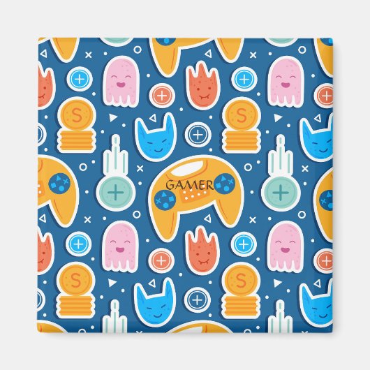 Boys Blue Video Game Controller Muster Magnet (Vorne)