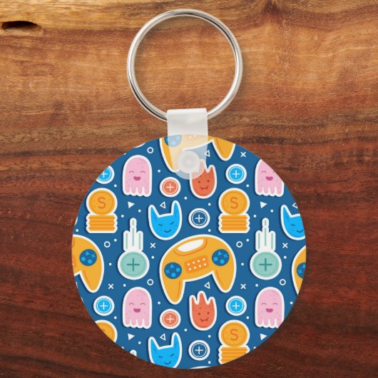 Boys Blue Video Game Controller Muster Schlüsselanhänger (Rückseite)