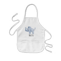Boy's Blue Watercolor Elephant Safari with Name