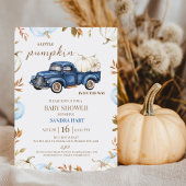 Boys Blue White Fall Pumpkin Truck Baby Dusche Einladung