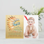 Boys Boho Birthday Party Tribal Einladung (Stehend Vorderseite)