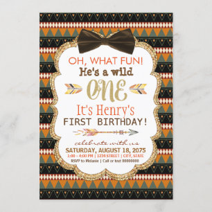 Boys Boho Tribal Erste Geburtstagsparty Einladung