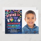 Boys Bowling Birthday Party Foto Einladung (Vorderseite)