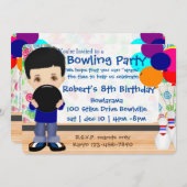 Boys Bowling Party Einladung (Vorne/Hinten)