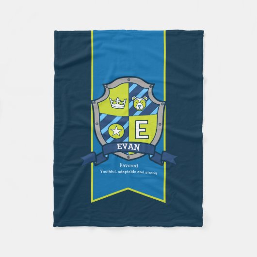 Boys Brief E Evan Name bedeutet Bärendecke Fleecedecke (Vorderseite)