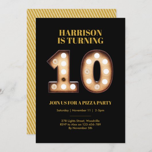 Boys Bright lights 10. Einladung (Vorne/Hinten)