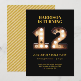 Boys Bright lights 12. Geburtstagseinladung Einladung