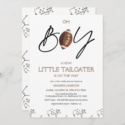 Boys Brown Playoff und Football Baby Dusche Einladung (Vorne/Hinten)