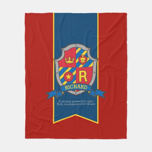 Boys Buchstabe R Name bedeutet Richard Löwen Ritte Fleecedecke (Vorderseite)