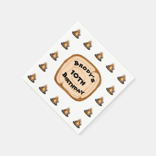 Boys Camping Adventure Birthday Bonfire Serviette (Ecke)
