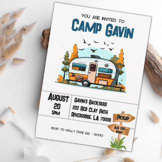 Boys Camping Adventure Birthday Slumber Party Einladung