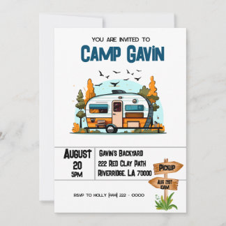 Boys Camping Adventure Birthday Slumber Party Einladung