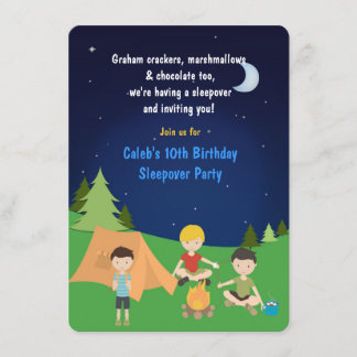 Boys Camping Sleepover Geburtstagsparty Einladung