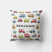 Boys Cars Niedlich Blue Personalisiert Kissen (Rückseite)
