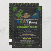 Boys Chalkboard Dinosaur Baby Shower Einladungen (Vorne/Hinten)