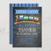 Boys Chalkboard Zug Geburtstagsparty Einladung (Vorne/Hinten)