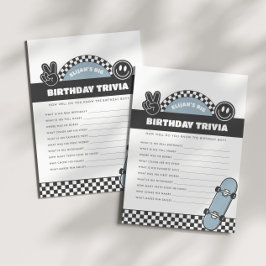 Boys' Checkered Skateboard Groovy Hippie Geburtsta Mitteilungskarte