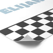 Boys' Checkered Skateboard Groovy Hippie Geburtsta Poster (Ecke)