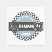 Boys' Checkered Skateboard Groovy Hippie Geburtsta Serviette (Vorderseite)