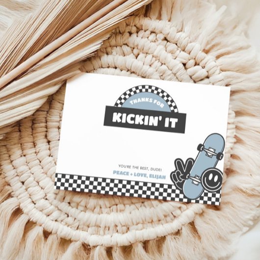 Boys' Checkered Skateboard Groovy Krass Geburtstag Dankeskarte