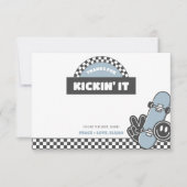 Boys' Checkered Skateboard Groovy Krass Geburtstag Dankeskarte (Vorderseite)