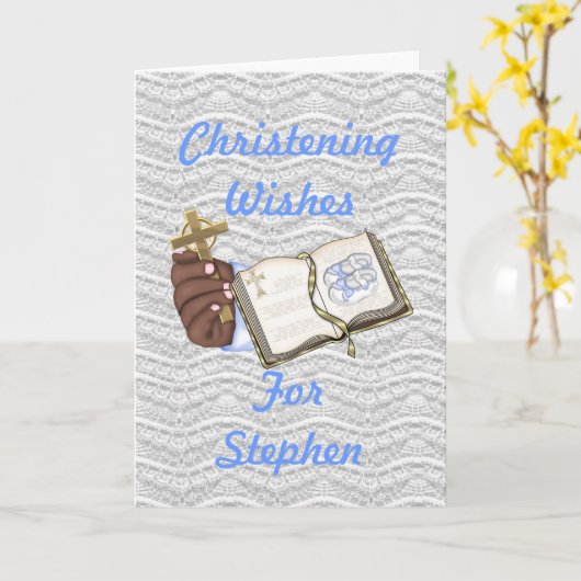 Boys Christenings Book Karte (Gelbe Blume)