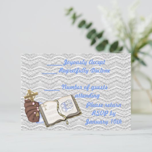 Boys Christenings Buch Einladung (Stehend Vorderseite)