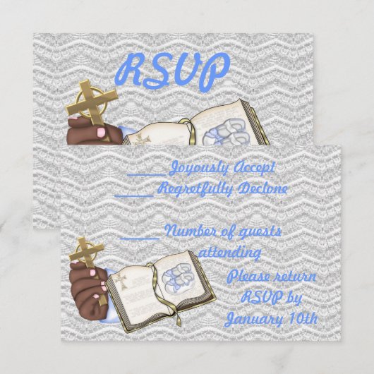 Boys Christenings Buch Einladung (Vorne/Hinten)