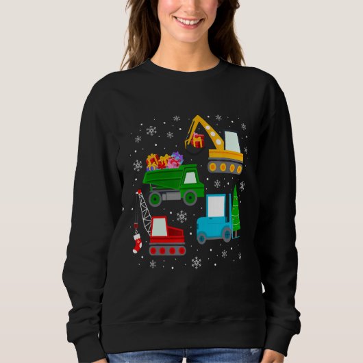 Boys Christmas Kids Toddler Construction Vehicles Sweatshirt (Vorderseite)