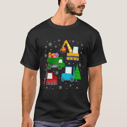 Boys Christmas  Kids Toddler Construction Vehicles T-Shirt (Vorderseite)