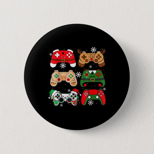 Boys Christmas Shirt Santa Elf Gaming Controllers  Button (Vorderseite)