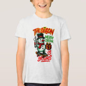 Boys’ Christmas Snowman Cool Holiday Tri-Blend Shirt (Vorderseite)