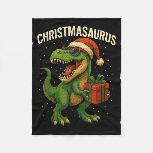 Boys Christmasaurus Christmas Dinosaur Dino Family Fleecedecke (Vorderseite)