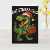 Boys Christmasaurus Christmas Dinosaur Dino Family Karte (Gelbe Blume)