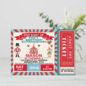 Boys Circus Ticket Geburtstagsparty Einladung (Stehend Vorderseite)