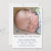 Boys Classic Square Foto Einfache Geburt Ankündigung (Vorderseite)