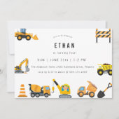 Boys Construction Birthday Party Theme  Einladung (Vorderseite)