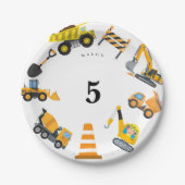 Boys Construction Birthday Party Theme Pappteller (Vorderseite)