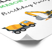 Boys Construction Birthday Party Theme Poster (Ecke)