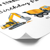 Boys Construction Birthday Party Theme Poster (Ecke)