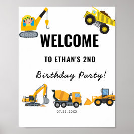 Boys Construction Birthday Party Theme Poster